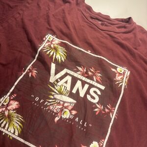 Vans Off The‎ Wall Floral Graphic T Shirt Maroon Burgundy Skateboard Medium